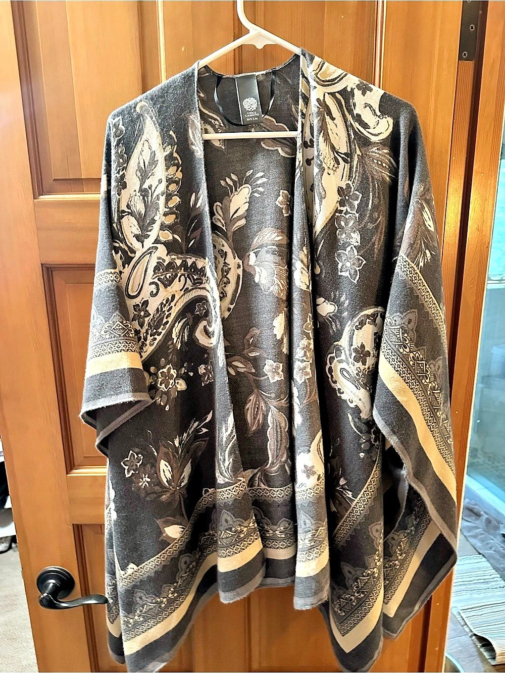 Vince Camuto Paisley Open Front Shrug in Grey, Camel and & Cream